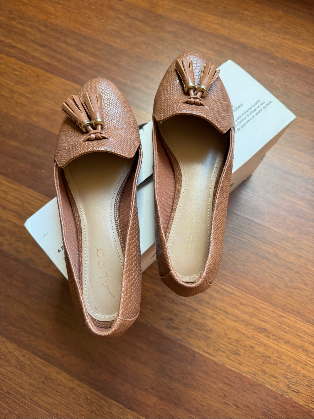 ALDO Tan Textured Tassel Loafers
